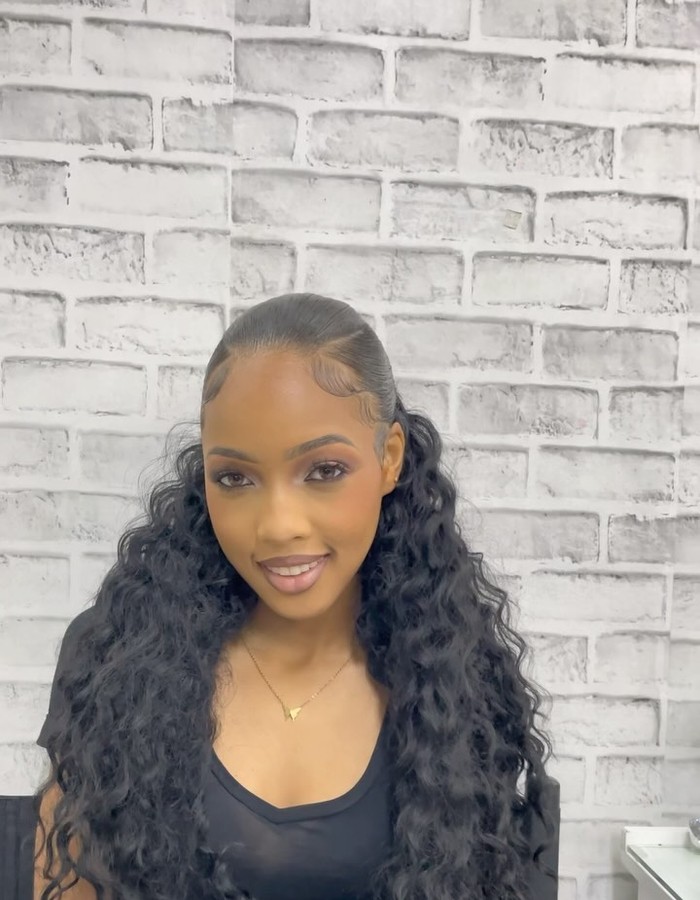 Sleek ponytail glam